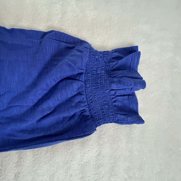 Chico's Womens Smocked 3/4 Sleeve Tee Top Size 1, Medium Blue Scoop Neck Casual - Picture 8 of 8